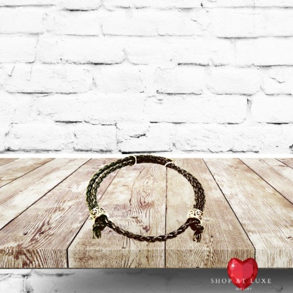 Peace Sign Black Leather Wrap Bracelet - Picture 3 of 8